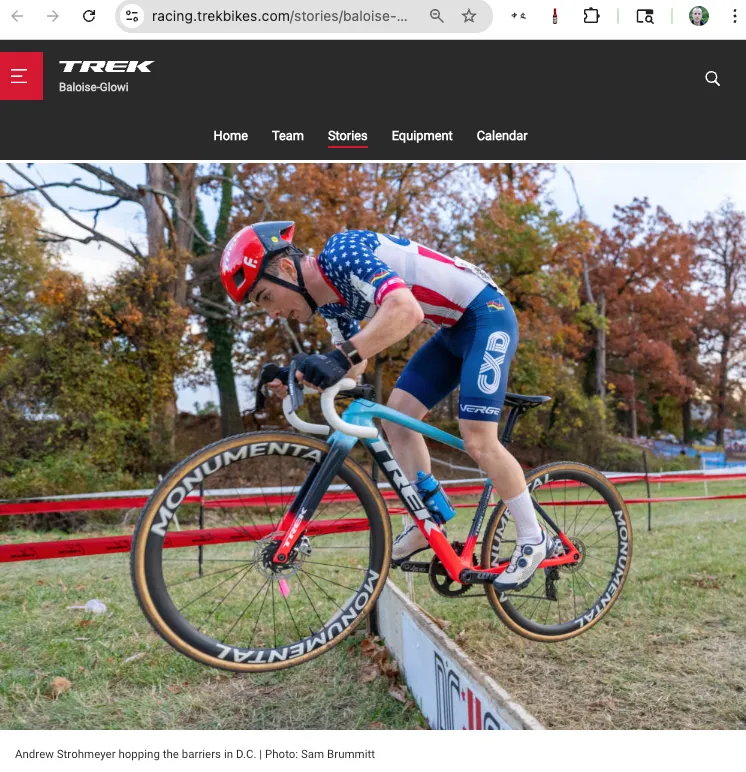 Screenshot racing.trekbikes.com Meet Andrew Strohmeyer
